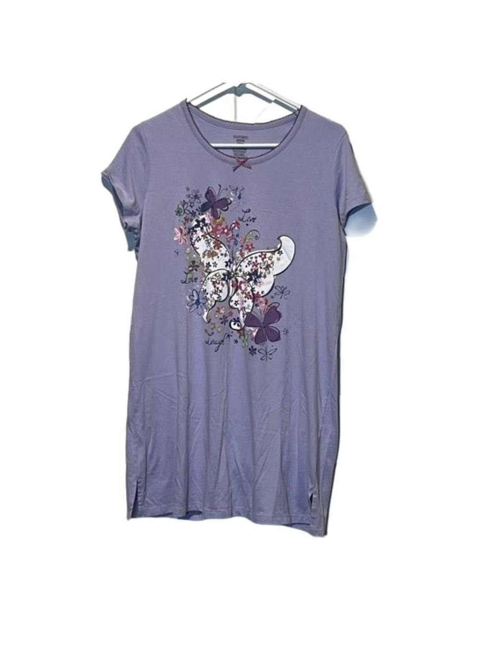 SIMPLYBASIC Women’s night gown. Purple in color with butterfly. Size small